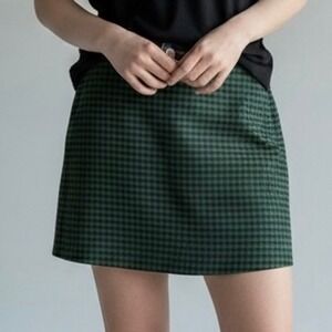 Urban Outfitters Gingham Plaid Mini Skirt Small Stretch Pocket 90's Clueless